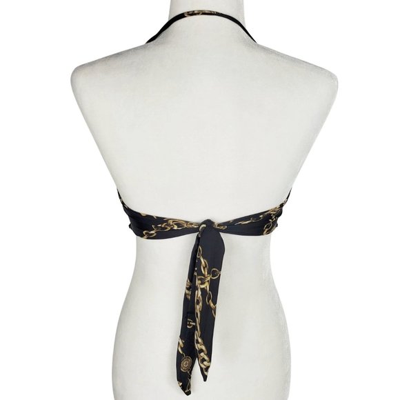 Kardashian Kollection Black Chain Print Bikini Top Women's Medium - Picture 3 of 12
